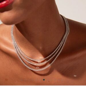 Brand New Aurate White Sapphire Tennis Necklace (17 In)